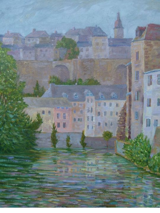 Pintura intitulada "L'Alzette (Luxembou…" por Abdellatif Zeraidi Bd Lltyf Lzrydy, Obras de arte originais, Óleo
