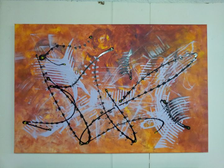 Painting titled "la femme barbelé" by Patou.B, Original Artwork, Oil