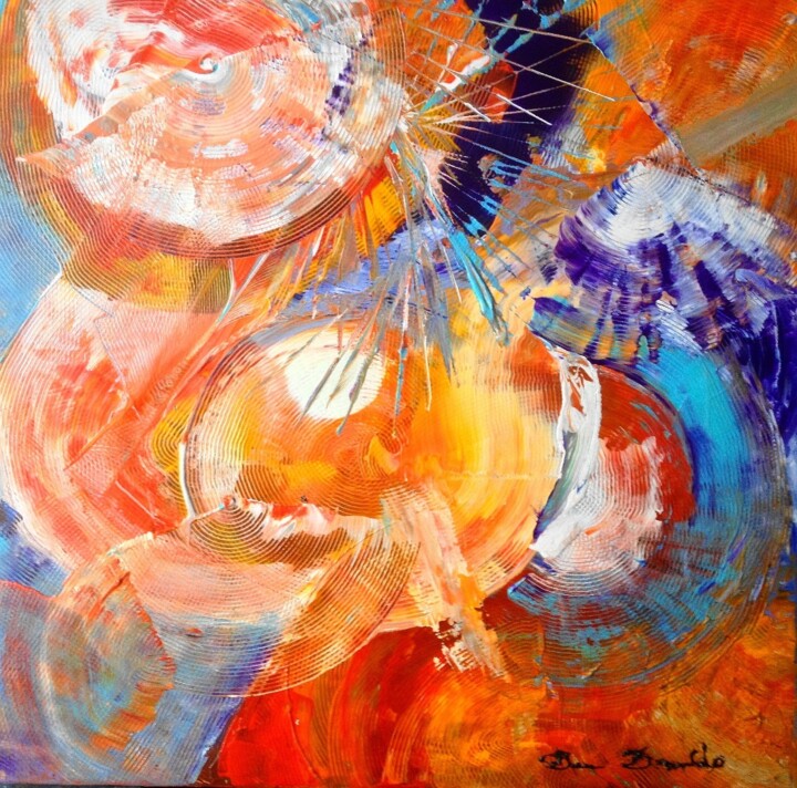 Painting titled "Circles abstraction…" by Dam Domido, Original Artwork, Oil