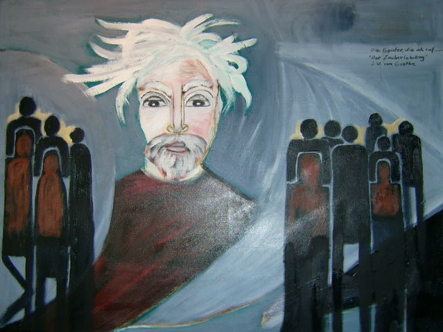 Malerei mit dem Titel "the magic apprentic…" von Roswitha Förster, Original-Kunstwerk, Acryl
