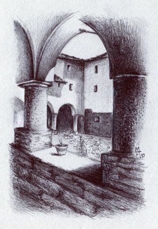 Drawing titled "Novalesa, chiostro.…" by Marianna Farano, Original Artwork, Other