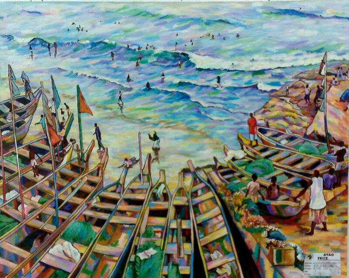 Painting titled "ONE DAY OFF" by Ebenezer Nana Bruce, Original Artwork, Oil