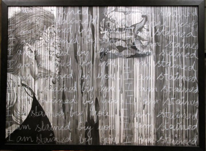 Painting titled "i-m-stained-by-you-…" by Amna Kazmi Kazmi, Original Artwork
