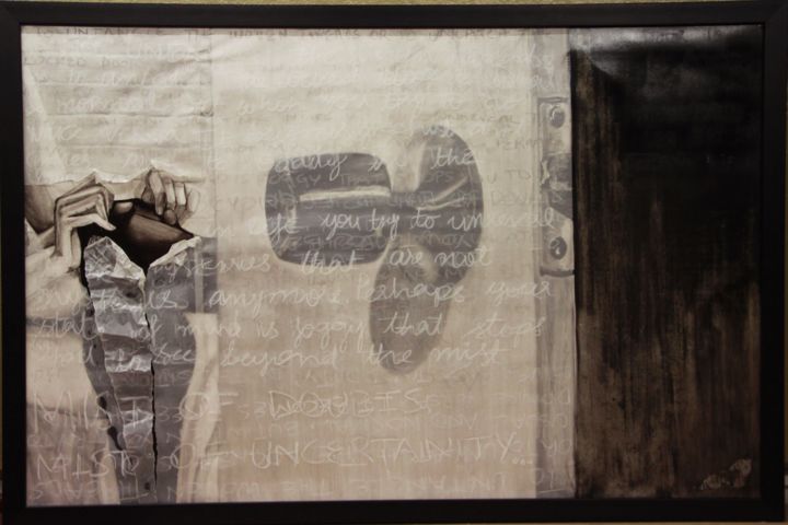 Painting titled "the-uncertain-mist.…" by Amna Kazmi Kazmi, Original Artwork