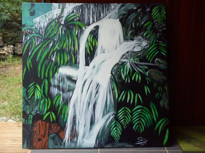 Painting titled "Jeu de jets d'eau" by Patrice Solvar, Original Artwork