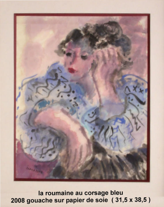 Peinture intitulée "roumaine au corsage…" par Ioana, Œuvre d'art originale, Huile