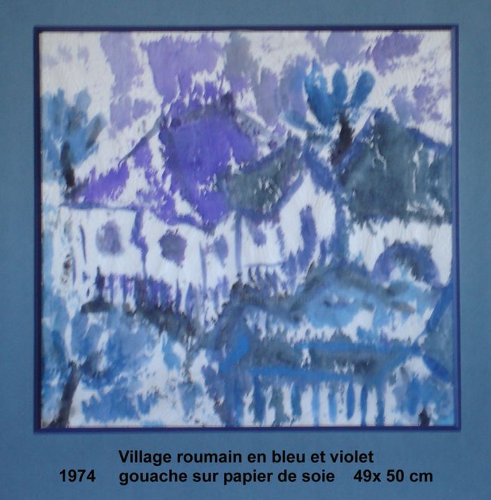 Peinture intitulée "Village roumain en…" par Ioana, Œuvre d'art originale, Gouache