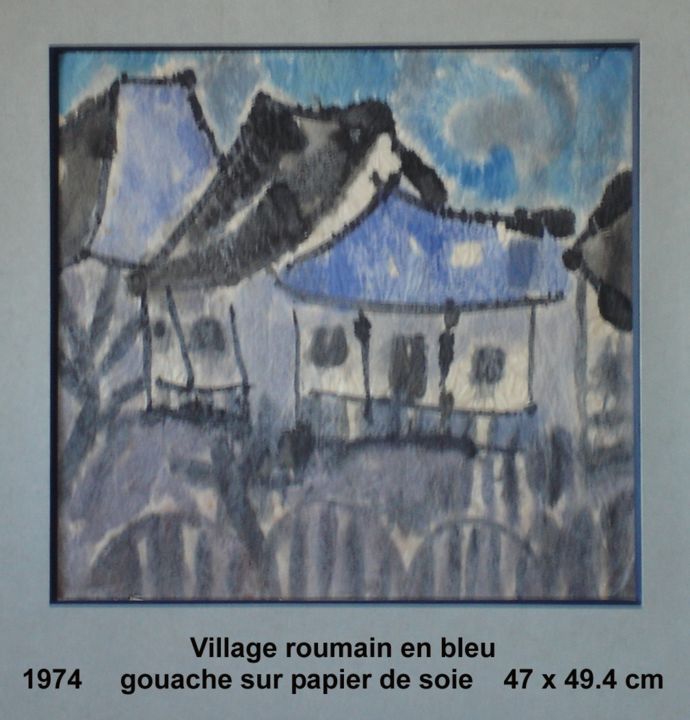 Peinture intitulée "Village roumain en…" par Ioana, Œuvre d'art originale, Gouache