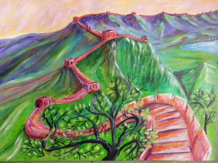 Peinture intitulée "Great Wall of China" par Wabyanko, Œuvre d'art originale