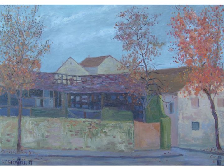 Pintura intitulada "Ruines Calcinées à…" por Abdellatif Zeraidi Bd Lltyf Lzrydy, Obras de arte originais, Óleo