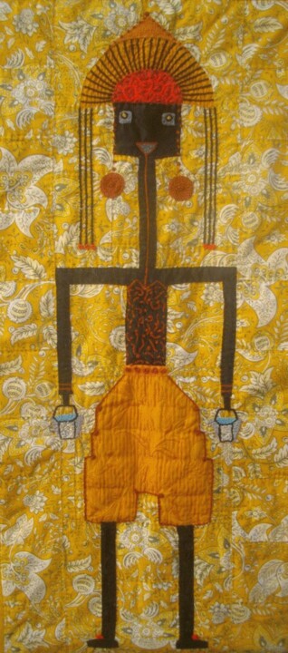 La porteuse d'eau. Textile Art, 39.4x17.3 in