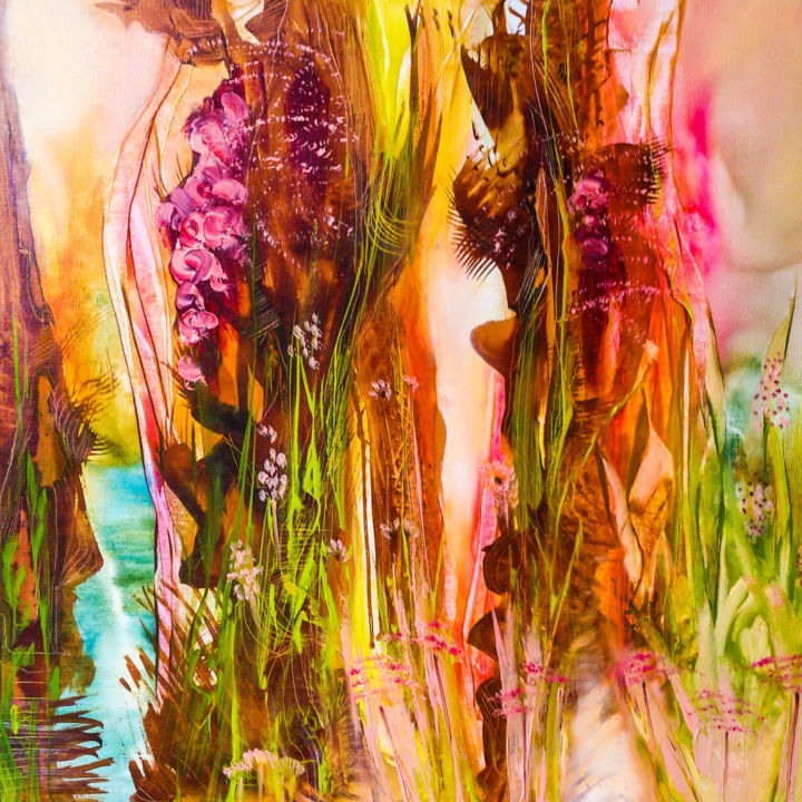 Painting titled "Eau" by Valerie Nunes, Original Artwork, Oil