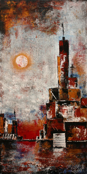 Painting titled "Chicago" by Sylvie Bartczak, Original Artwork, Oil