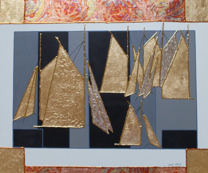 Painting titled "Gold sails" by Nyls  Eliot, Original Artwork, Oil