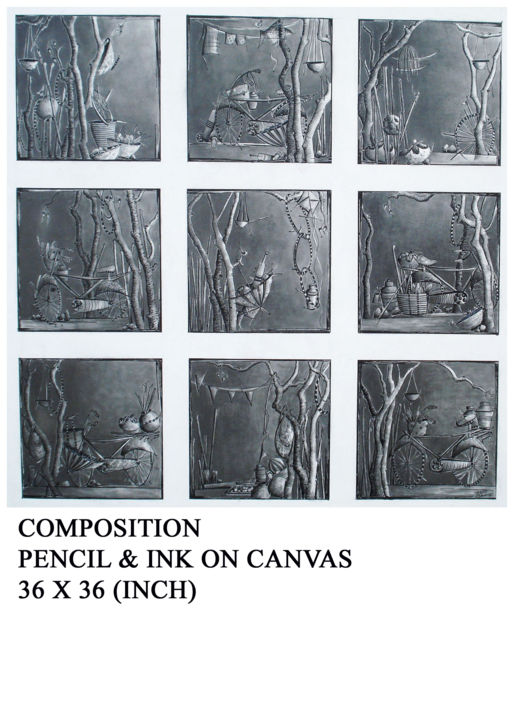 Drawing titled "composition" by Trapti Gupta, Original Artwork, Other