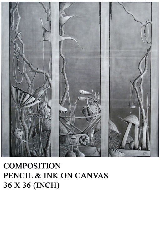 Drawing titled "composition" by Trapti Gupta, Original Artwork, Other