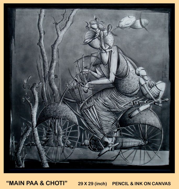 Drawing titled "main-paa-choti" by Trapti Gupta, Original Artwork, Other