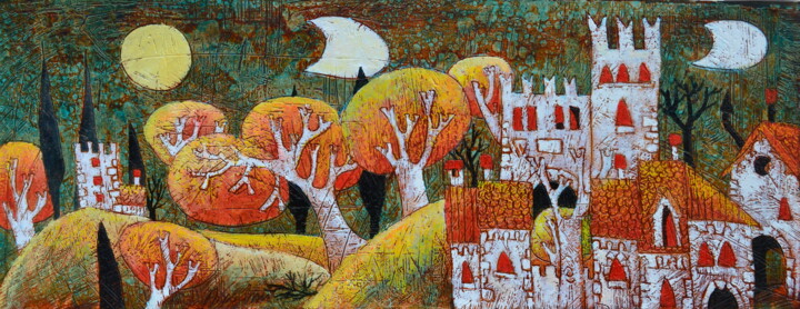 Painting titled "scorcio bucolico" by Franco Anselmi, Original Artwork, Oil