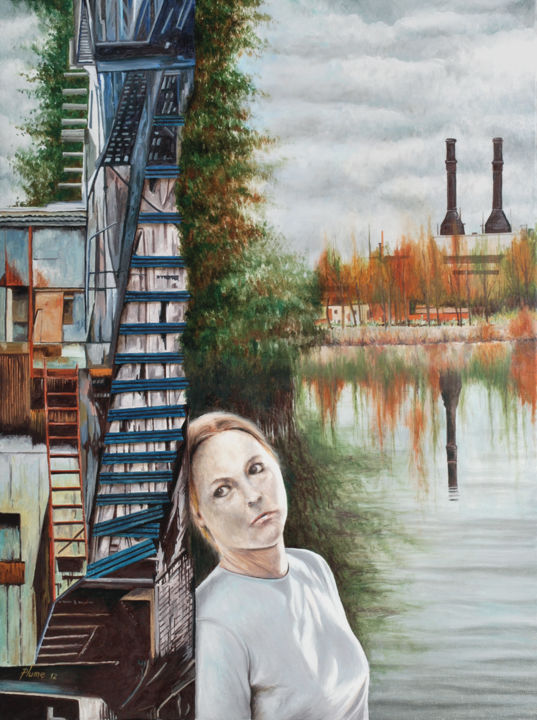 Peinture intitulée "2 cheminées" par Plumerand Frédéric, Œuvre d'art originale, Huile