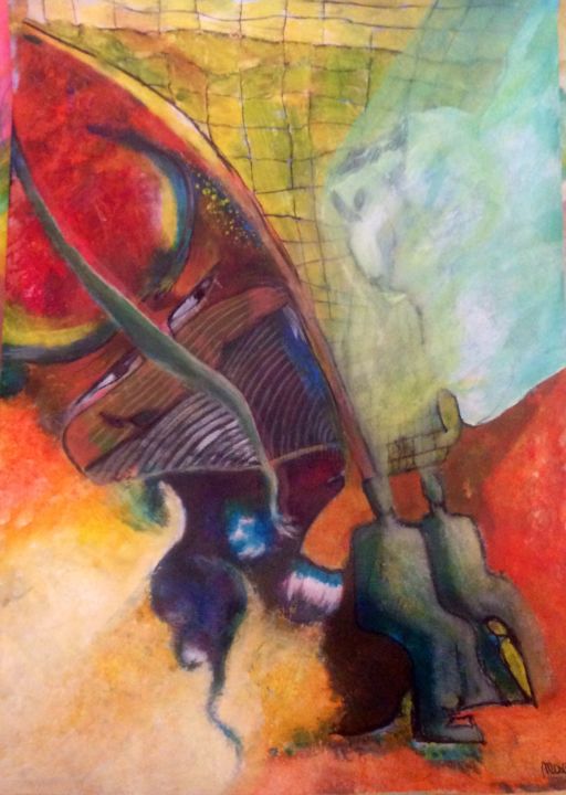 Les 2 mondes, une nuit en novembre 2015 绘画, 8.7x5.9 in