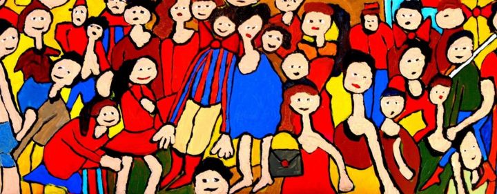 Painting titled "poussez pas!" by Yves Perrin, Original Artwork, Oil