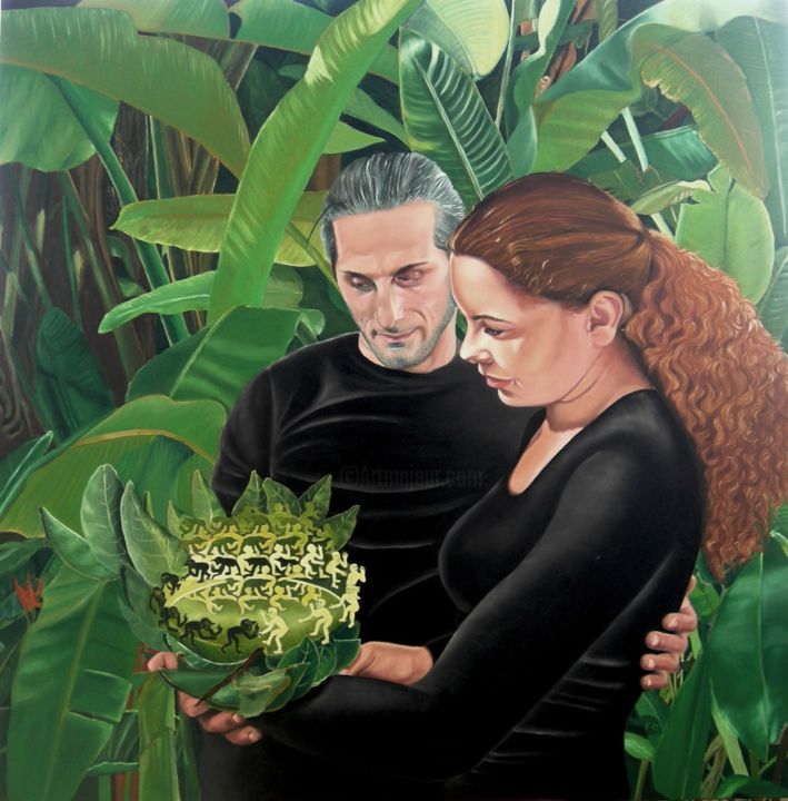 Painting titled "l-evoluzione-omaggi…" by Pinella Giuliano, Original Artwork