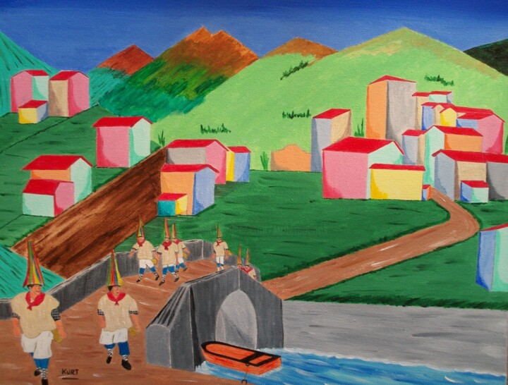 Tableau naif "joaldunak" 绘画, 19.7x23.6 in