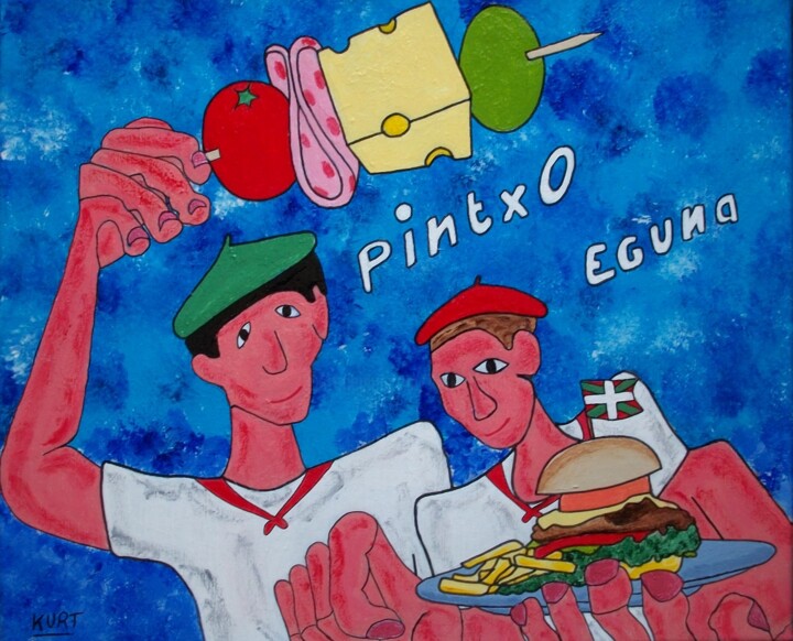 Tableau naif Pintxo Eguna 绘画, 15.8x19.7 in