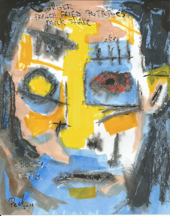 Peinture intitulée "NEZ PEEK BURGER FRI…" par Nez Peek, Œuvre d'art originale, Acrylique