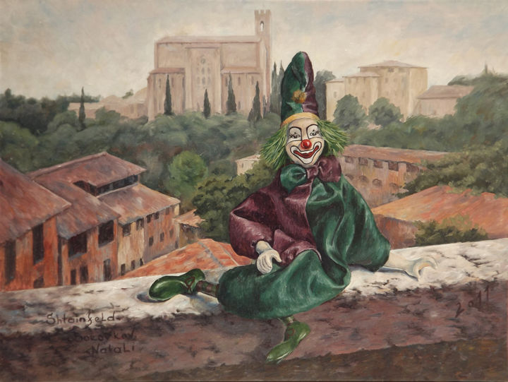 Peinture intitulée "Doll in Siena" par Natali Shtainfeld-Borovkov, Œuvre d'art originale, Huile