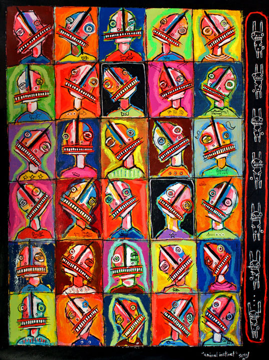 Peinture intitulée "Animal instinct" par Matt Sesow, Œuvre d'art originale, Acrylique