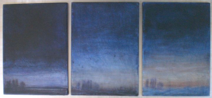 Peinture intitulée "Aube,suite de 3 pan…" par Sabine Dutilh, Œuvre d'art originale, Autre