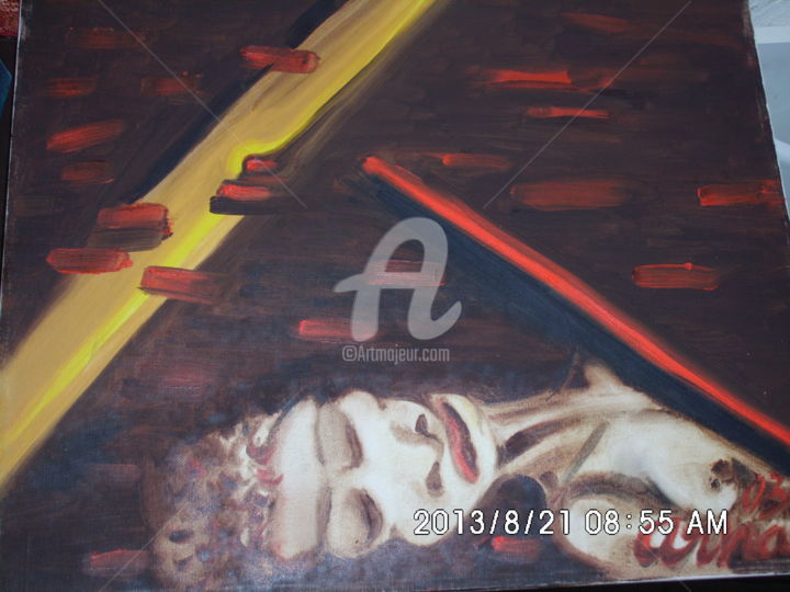 Peinture intitulée "21st-c-crucifiction…" par Lm Arnal, Œuvre d'art originale