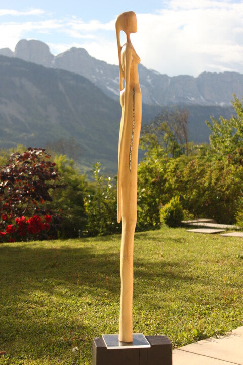 Scultura intitolato "Hotesse" da Max Bernard, Opera d'arte originale, Legno