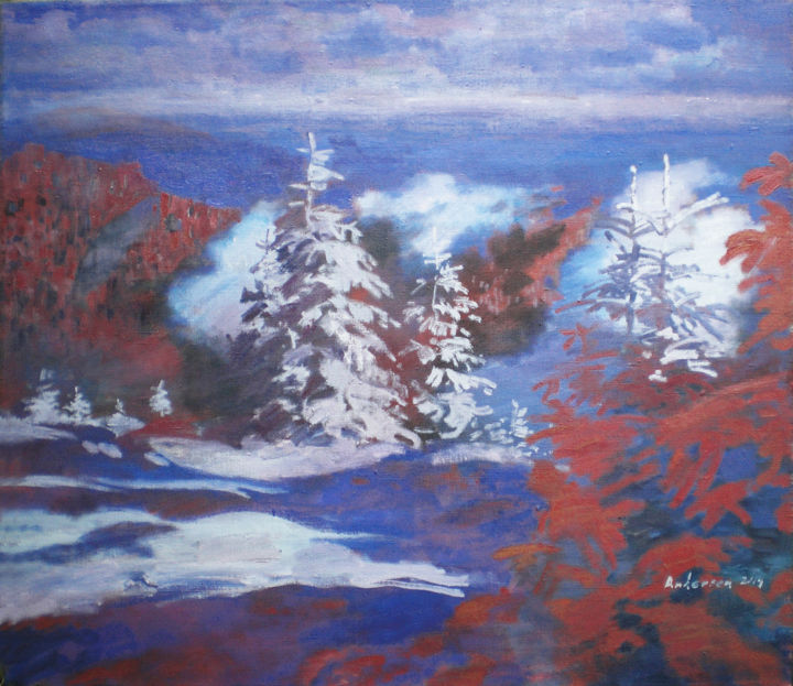Painting titled "snow and shadow" by Robert Andersen, Original Artwork, Oil