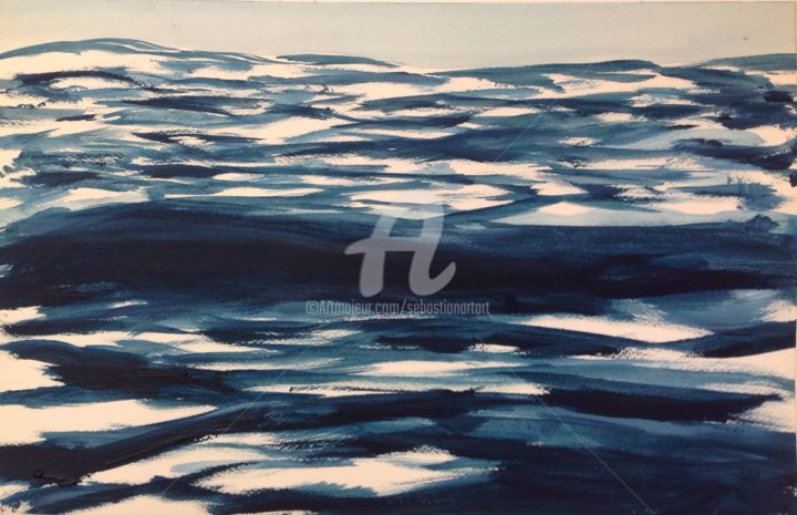 绘画 标题为“Deep Dark in a Wave” 由Sebastian Olivier Burckhardt, 原创艺术品, 丙烯