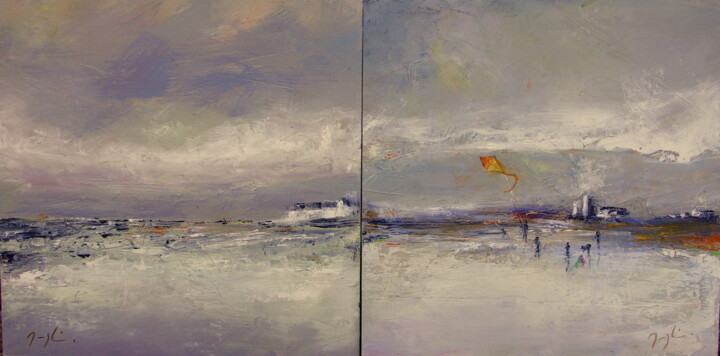 Marée basse diptyque 2x-30x30cm.