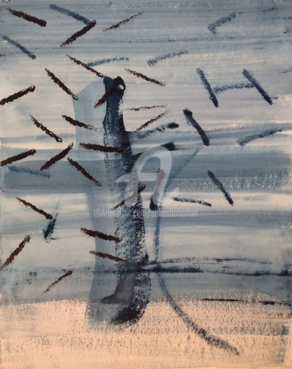 Malerei mit dem Titel "Birds and Sea Abstr…" von Sebastian Olivier Burckhardt, Original-Kunstwerk, Acryl