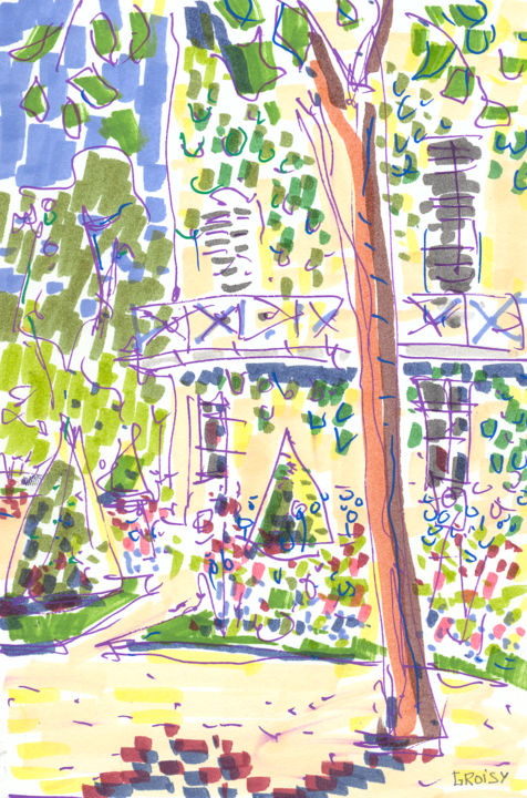 Rambouillet 11 - le château Drawing, 7.1x5.1 in