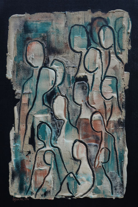 Painting titled "Say Somethingi 'I'm…" by Özlem Kalkan Erenus, Original Artwork, Cement