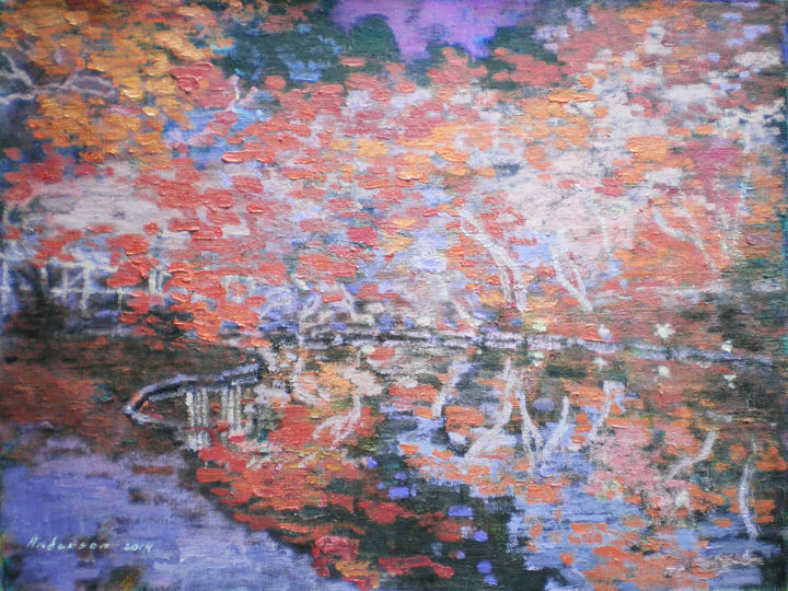 Painting titled "violet sky" by Robert Andersen, Original Artwork, Oil