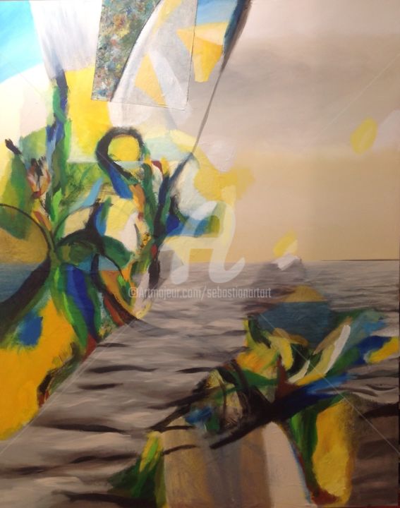Painting titled "Meer und Fauna" by Sebastian Olivier Burckhardt, Original Artwork, Acrylic