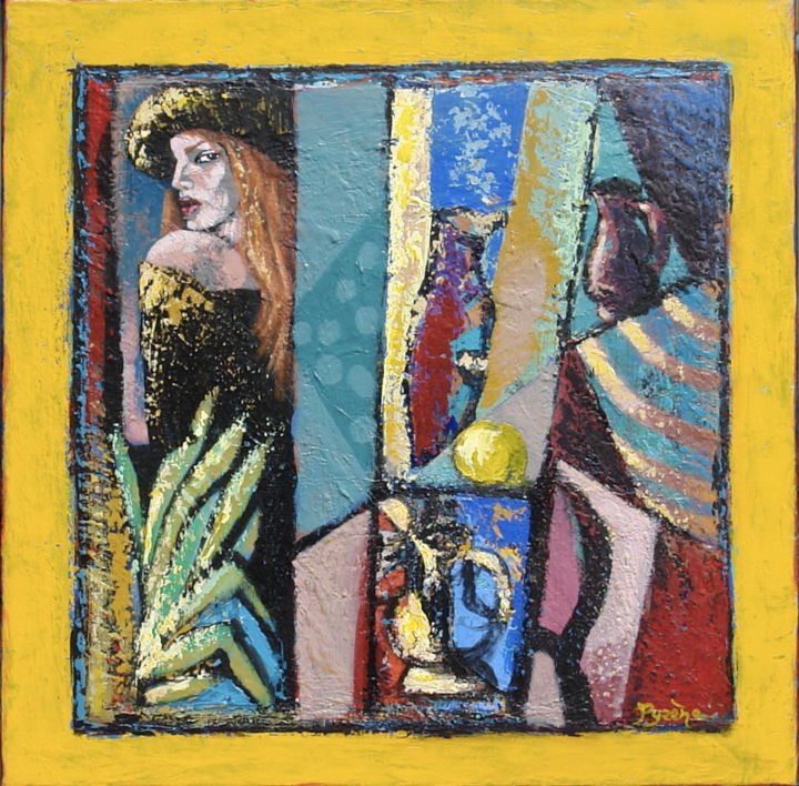 Peinture intitulée "Le regard en coin" par Hélène Py, Œuvre d'art originale, Acrylique