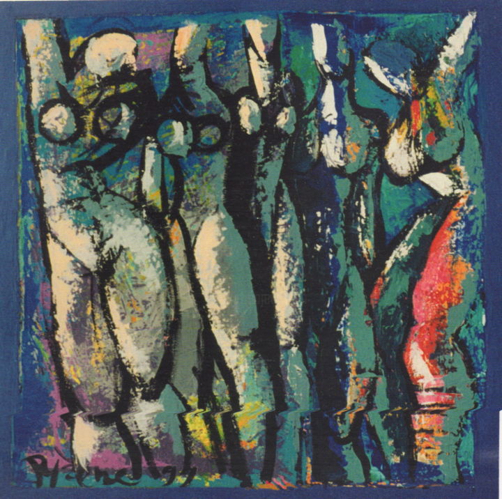 Peinture intitulée "Nus bleus" par Hélène Py, Œuvre d'art originale, Acrylique