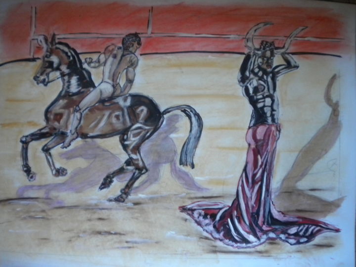 Peinture intitulée "prend garde à toi!!!" par Herve Yann Dubois, Œuvre d'art originale, Gouache