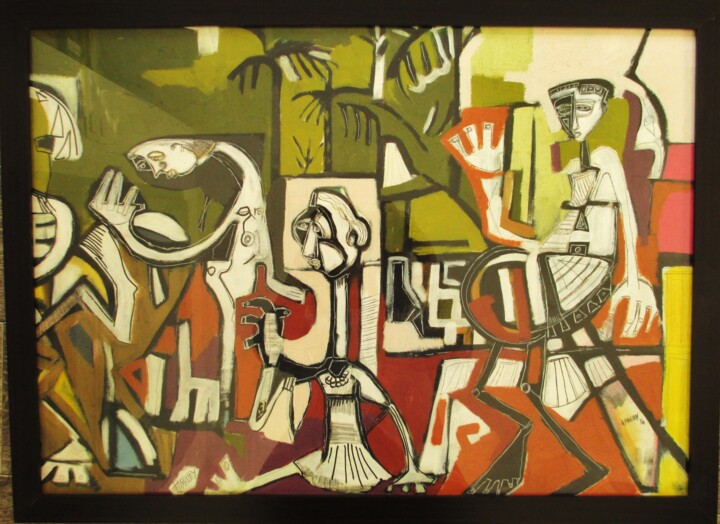Painting titled ""Al'ombre des regar…" by Frédérique Manley, Original Artwork, Oil
