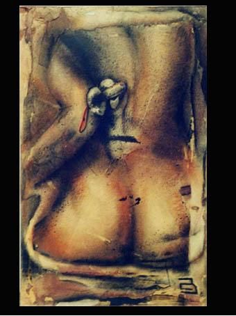 Drawing titled "Torso" by Gogareshka, Original Artwork, Chalk