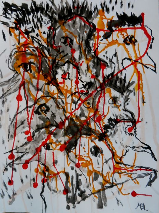 Painting titled "Abstraction musical…" by Brigitte Mathé (MBL), Original Artwork, Ink