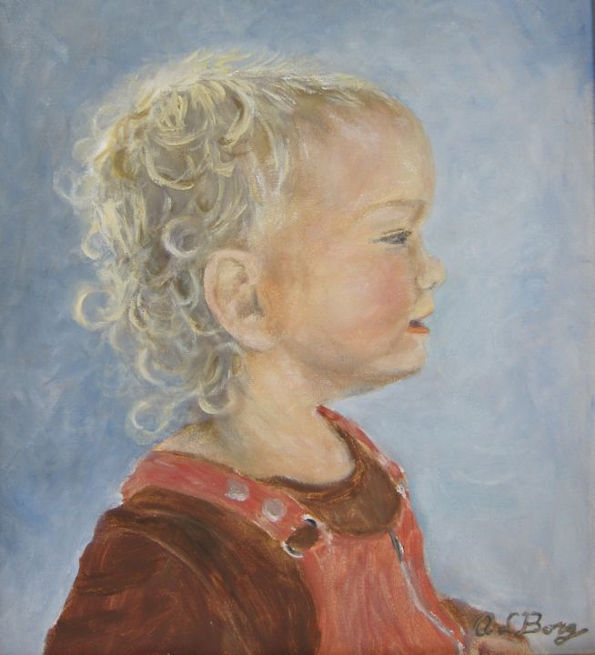 Painting titled "Jose 1 år" by Anna-Lena Borg, Original Artwork, Oil