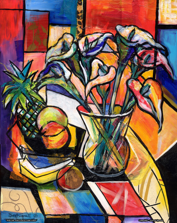 제목이 "Still Life with Fru…"인 콜라주 Everett Spruill로, 원작, 아크릴